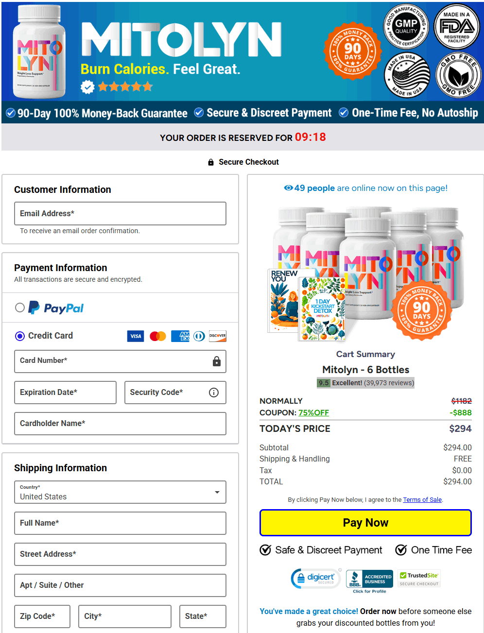 secure checkout page